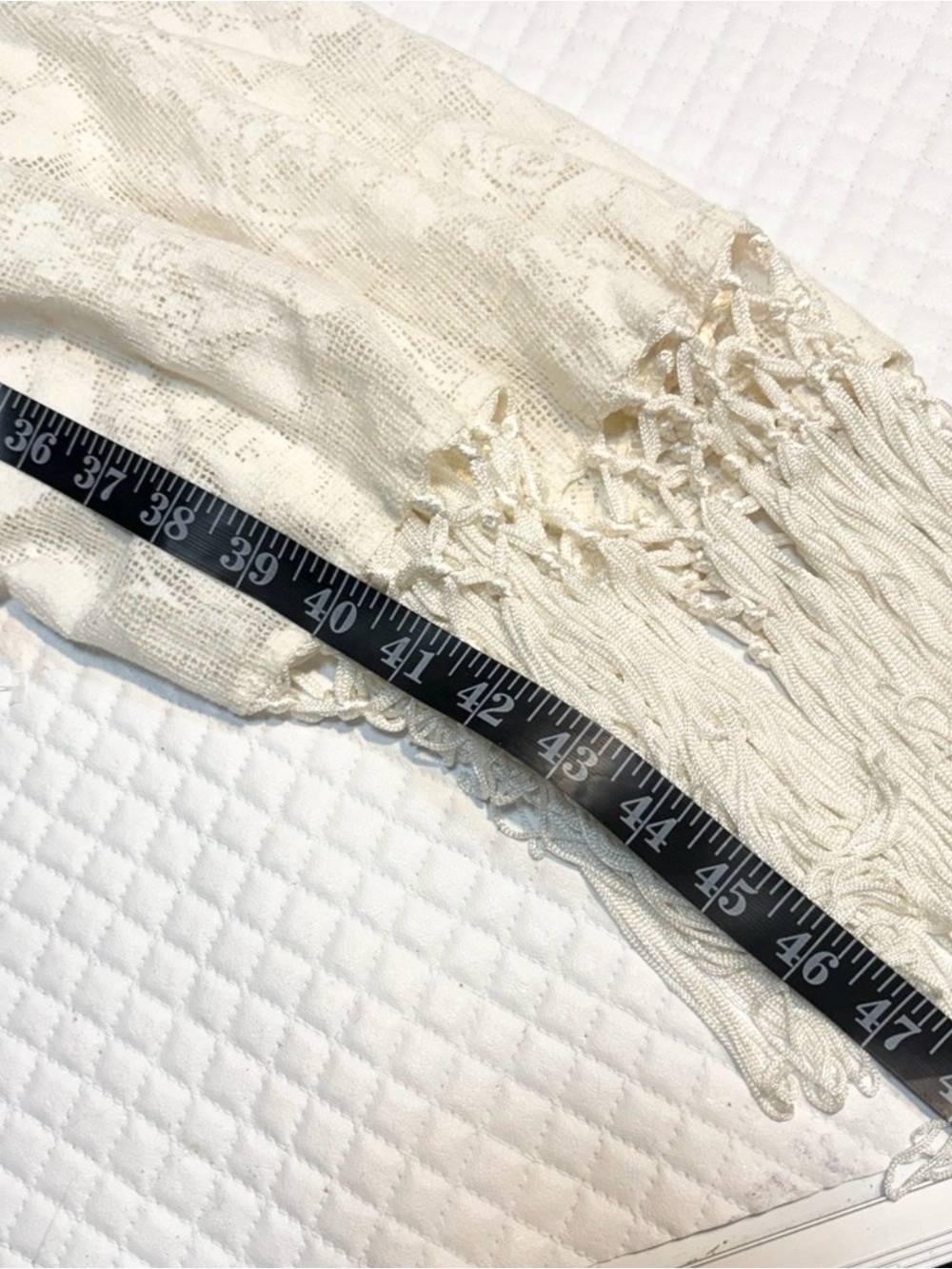 Cato a bohemian floral lace long duster cardigan medium off white fringe - Picture 11 of 12